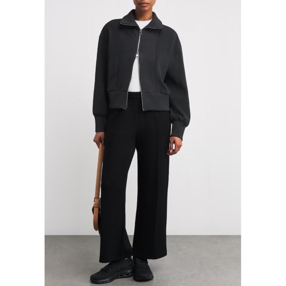 Varley Gibbs Zip‎ Through Sweat Jacket Ribbed High Neck Small in Black